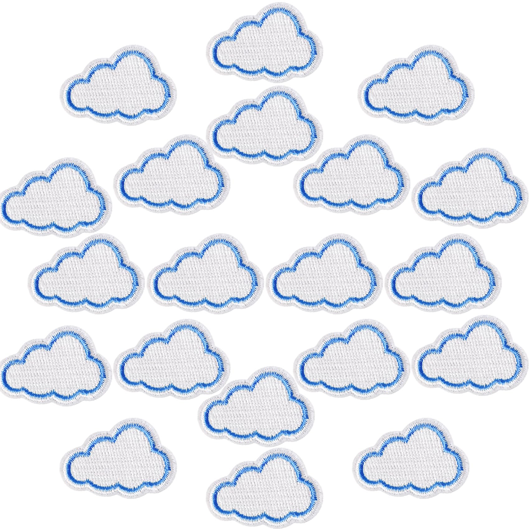 20 Pieces Mini Cloud Iron On Patches, Sew On Tiny Cloud Embroidered Patch Appliques for Clothing Dress Jackets Backpacks Pants Caps DIY Craft Decoration
