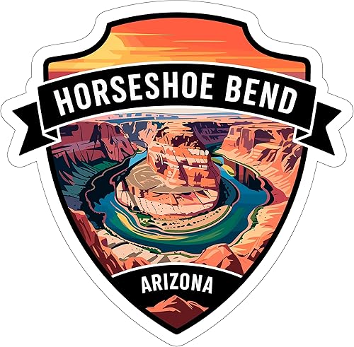 Calcomanía de vinilo impermeable para laptop, botella de agua, vaso de automóvil, recuerdo de viaje de 4 pulgadas, diseño de herradura de Arizona,