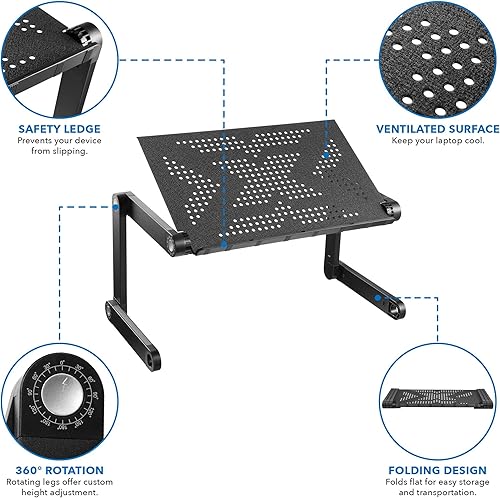 Miniatura 5 de Mount-It! Soporte ajustable para laptop, escritorio de pie portátil, bandeja de aluminio de gran tamaño para portátil, ligero y multifuncional para