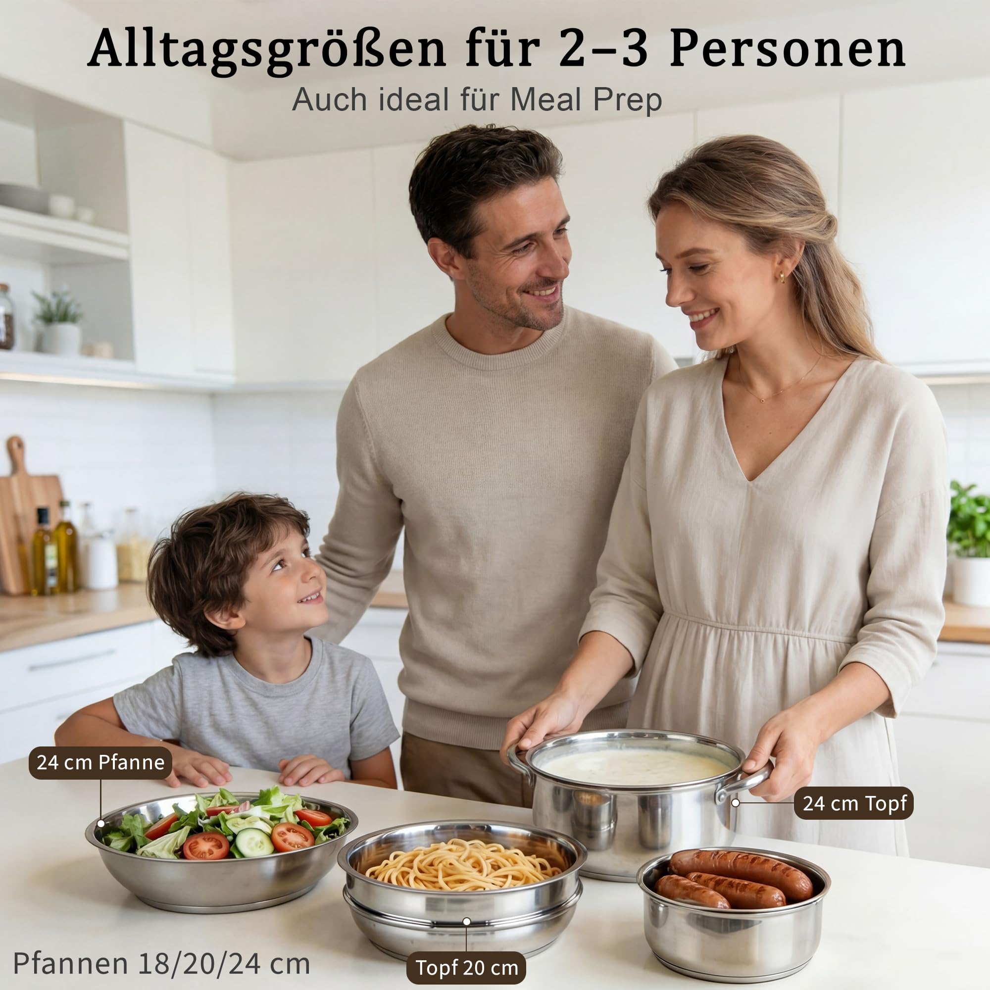 Citybee17‑teiliges Edelstahl Topfset, Camping Topfset & abnehmbaren Griffen