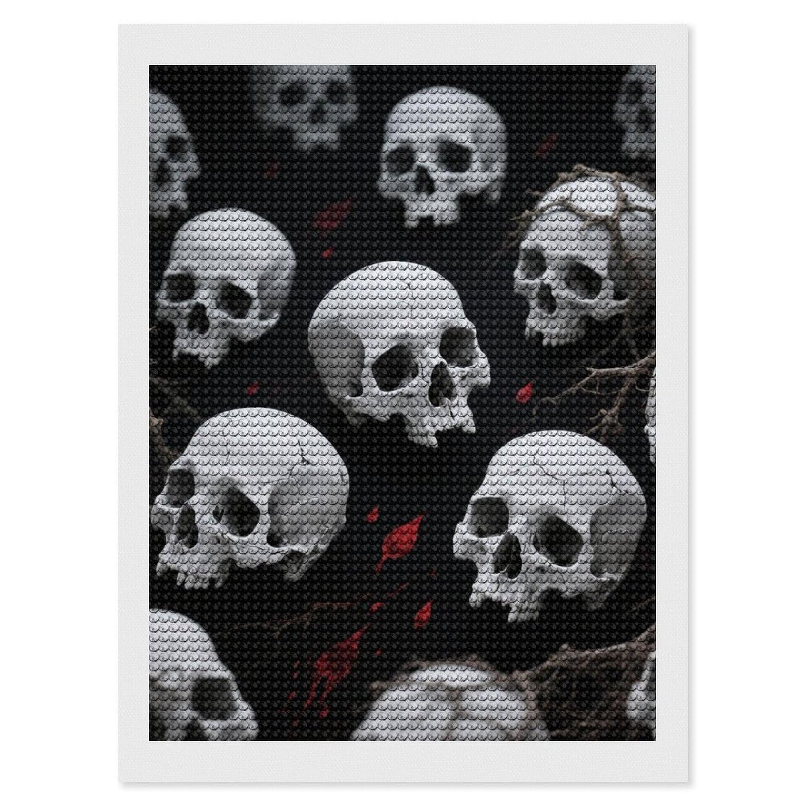 DWVTSLH Skulls Diamond Painting Kits for Adults, Personalized Diamond Photo Art Full Drill, DIY 5D Diamond Art Painting Kits for Beginners, Home Wall Decor 12"x16"