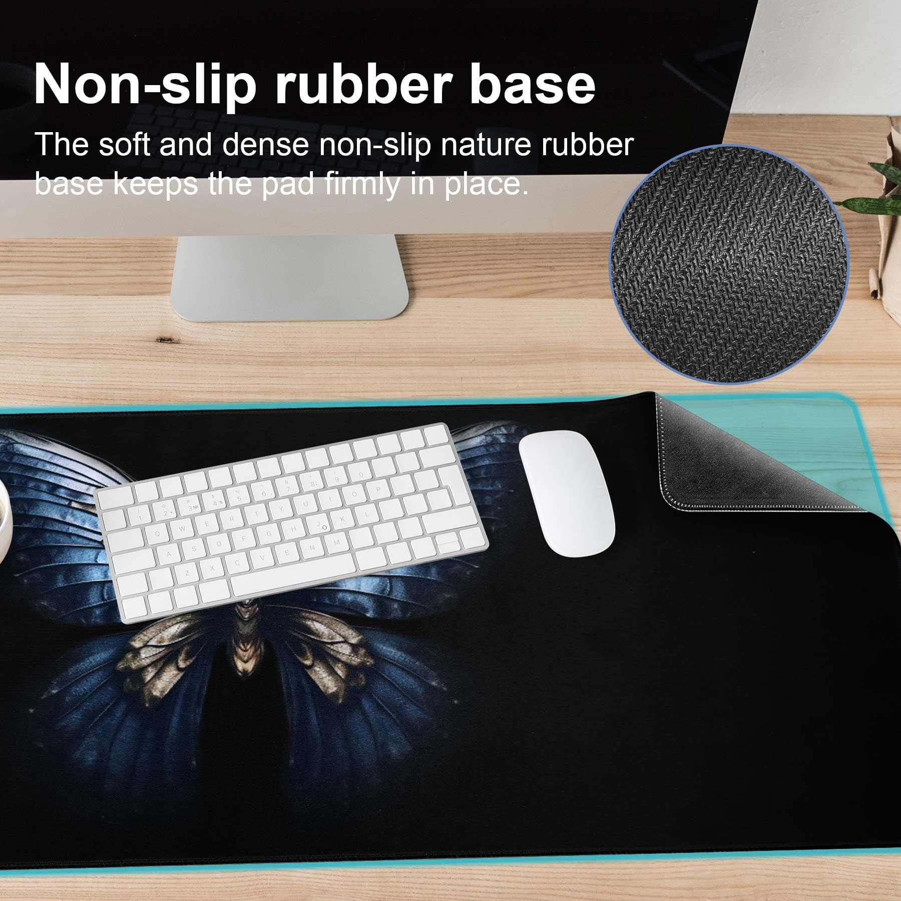 Tappetino Scrivania In Feltro 90x40 Cm - Antiscivolo, Silenzioso, Per Protezione Desktop (Grigio Chiaro) - Foto 2