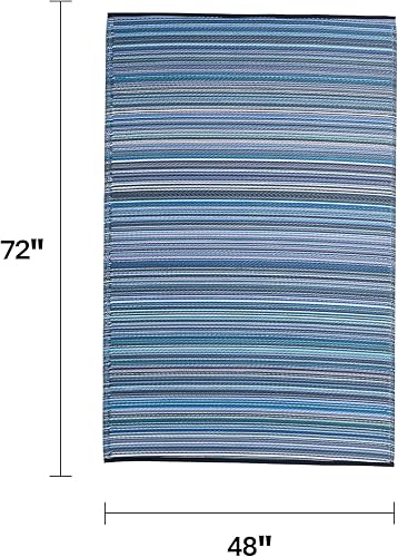 Miniatura 2 de Fab Habitat - Tapete de plástico reciclado para exteriores, impermeable, resistente a la decoloración y a las arrugas, a rayas, para patio, terraza