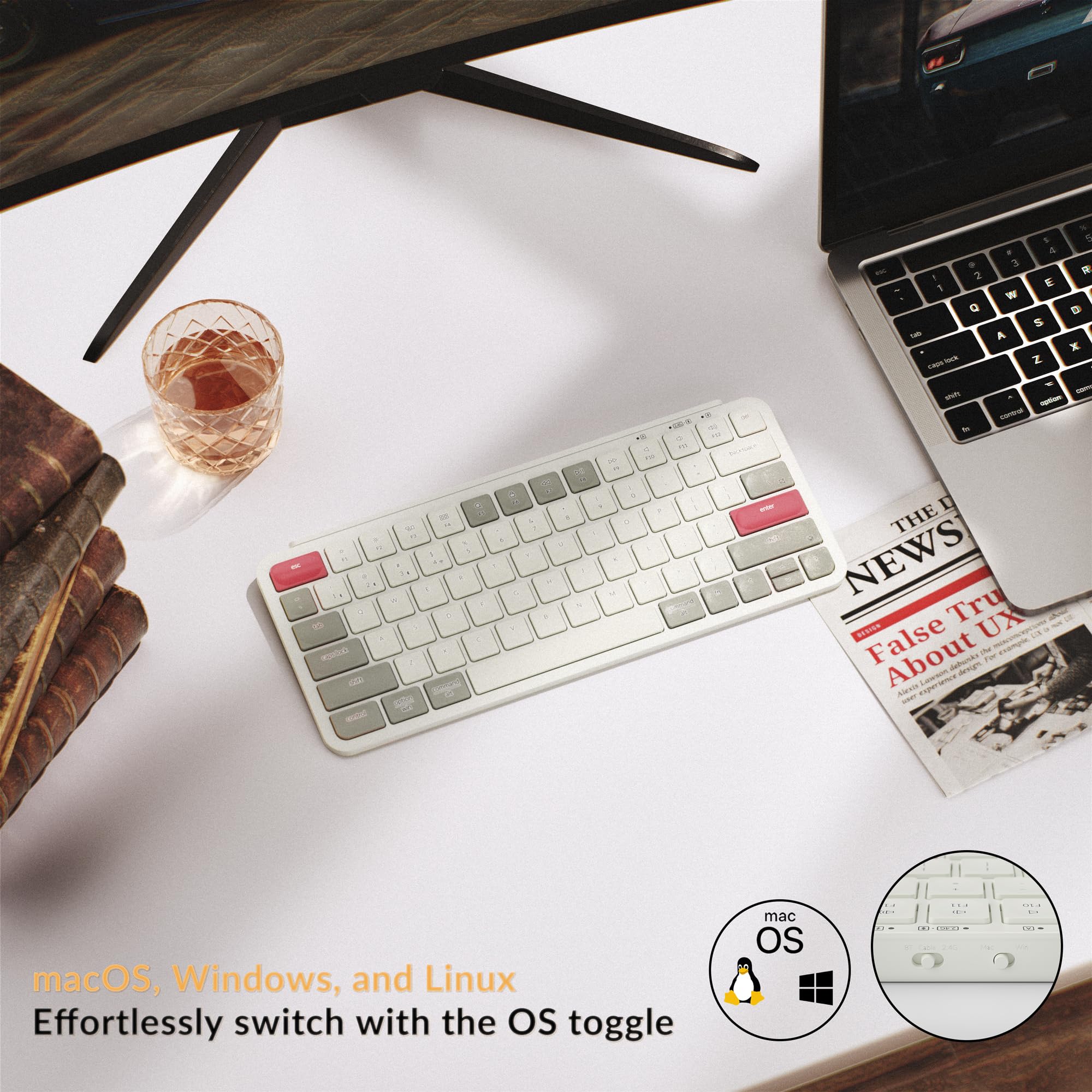 【美品】Keychron B1 Pro 英語配列 レトロレッド Keychron Keychron B1 Pro ウルトラスリム ワイヤレスキーボード - US