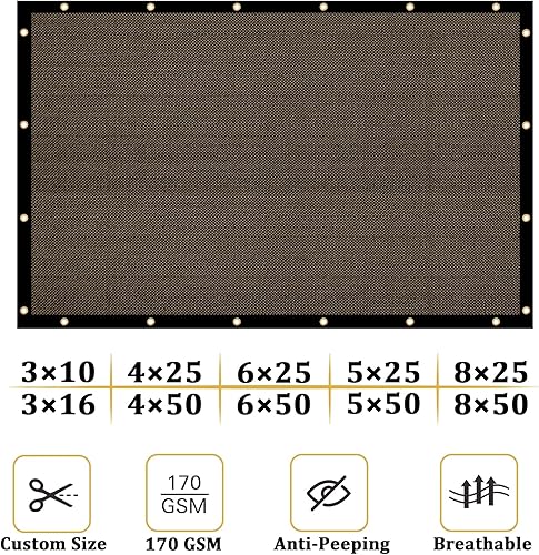Miniatura 3 de Shade&Beyond Valla de privacidad de 4 x 11 pies, paneles de malla de HDPE marrón para exteriores, cubierta de red para terraza, balcón, patio