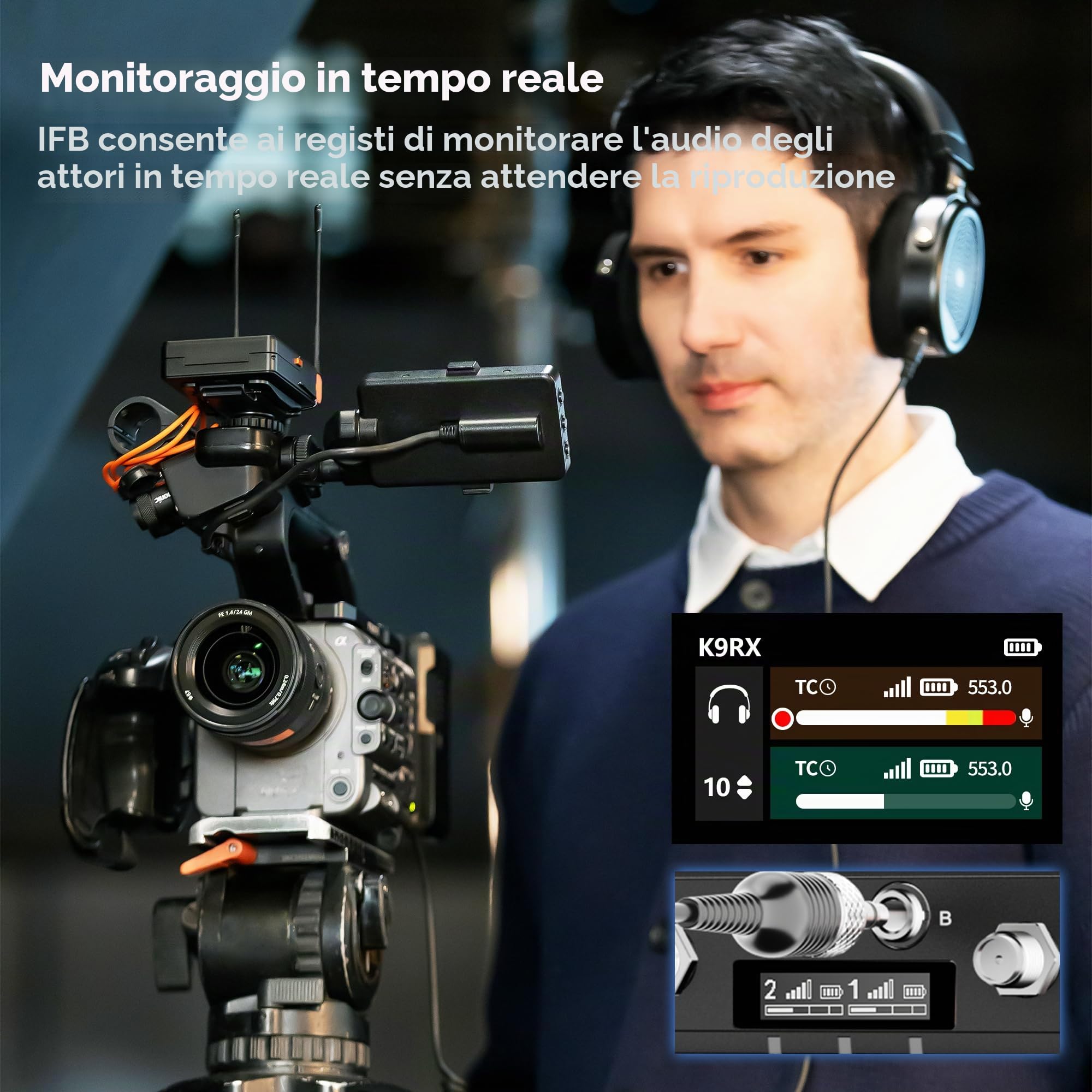 Saramonic K9 Lavalier Microfono Senza Fili Professionale Doppio Canale UHF Microfono Sistema Audio Wireless per Registi Fotocamera Intervista Registrazione Live Streaming