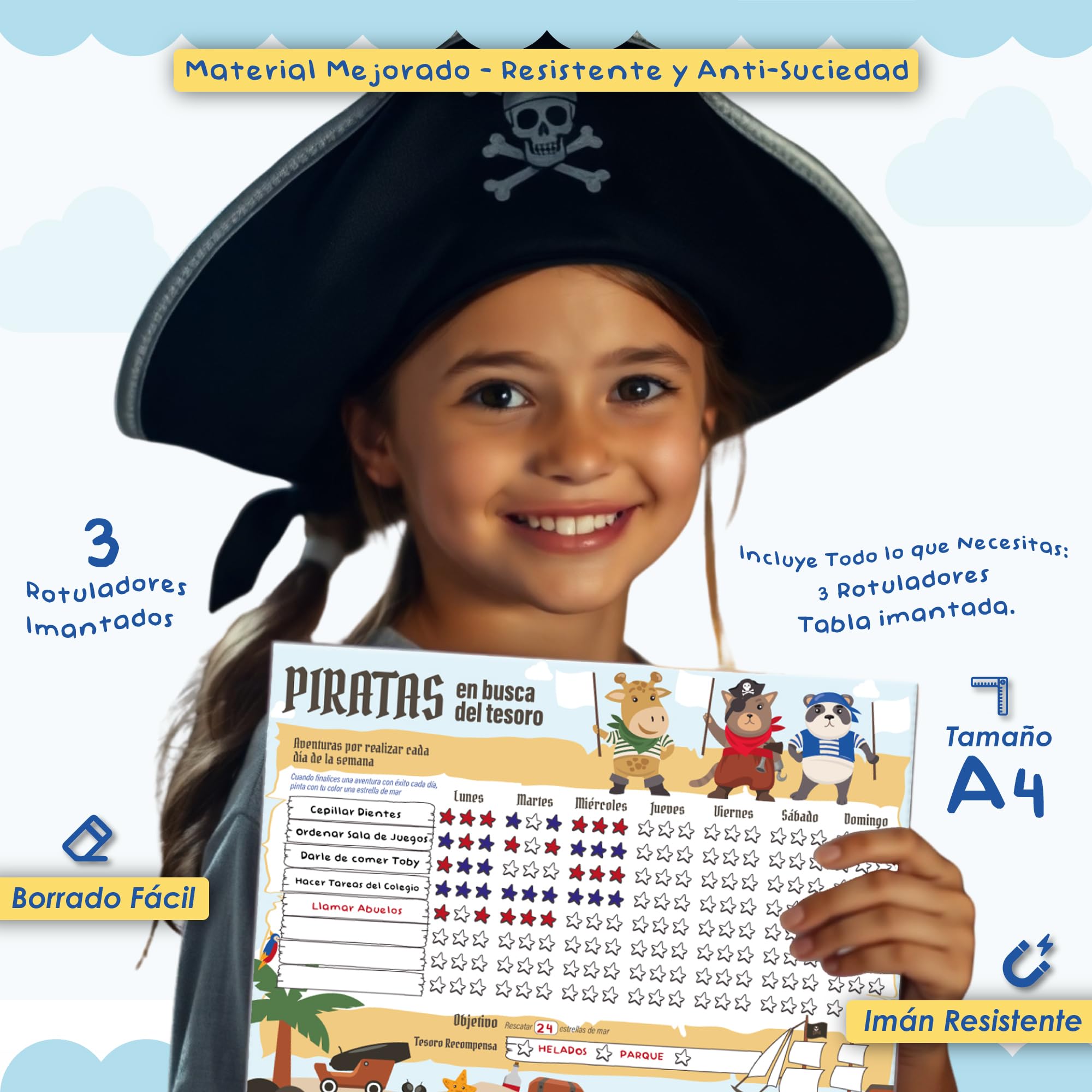Reward Board for Children in Spanish A4 21 x 30 cm, Magnetic Board, Encourages Good Behavior of Children - Image 2