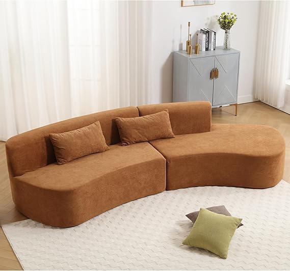 Curved Couch with Chaise, 118.11" Modern Curved Sectional