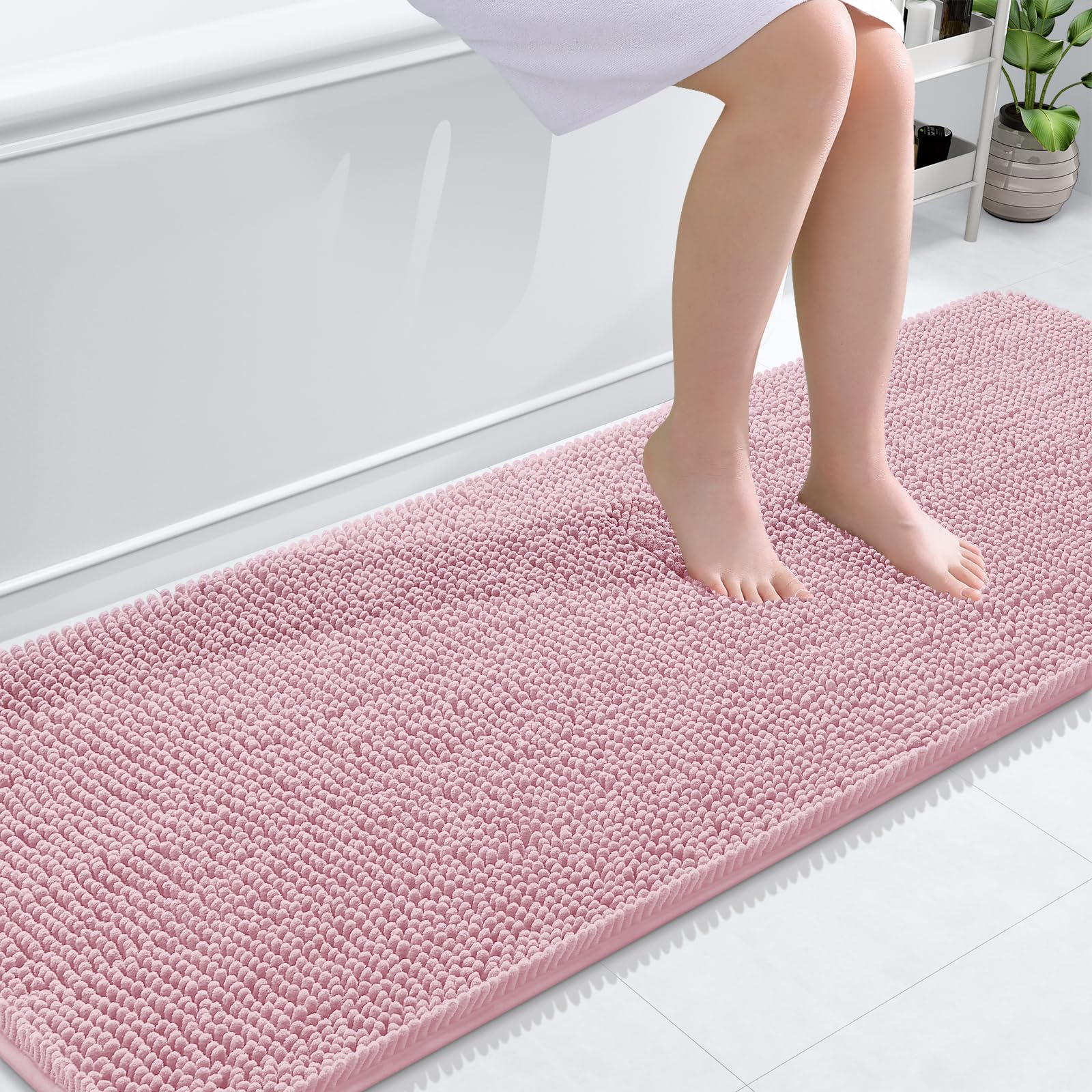 OLANLY Bathroom Rugs 70x24, Extra Soft Absorbent Chenille Bath Rugs, Rubber Backing Quick Dry, Machine Washable Bath Mats for Bathroom Floor, Tub and