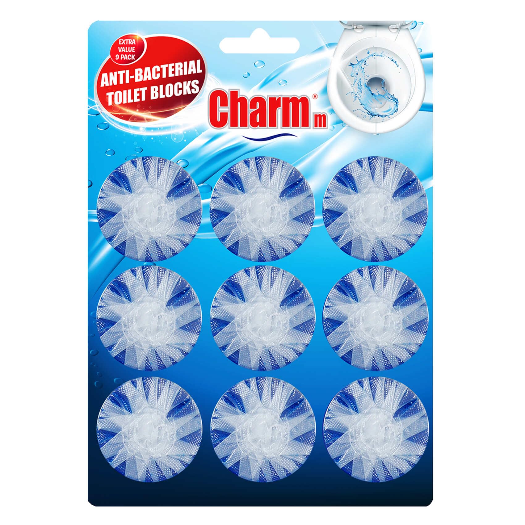 Toilet Block, Blue, 9 Count