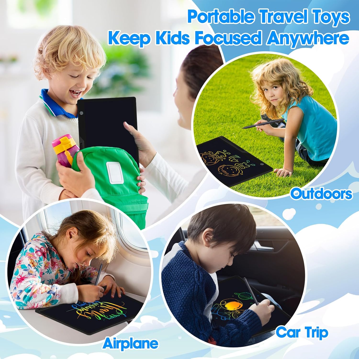 16 Inch LCD Writing Tablet for Kids, Rechargeable Erasable Doodle Board Colorful Toddler Drawing Pad, Preschool Learning Toys Christmas Birthday Gift 3 4 5 6 7 Year Old Girls (Black) - Image 5