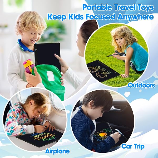 POPERFUN Children's 16-inch Rechargeable Drawing Tablet, Multi-coloured Magic Slate, Protect Your Sight LCD Writing Tablet, Suitable for Children Aged 3-10 Years, Birthday Toys, Christmas Gift - 3