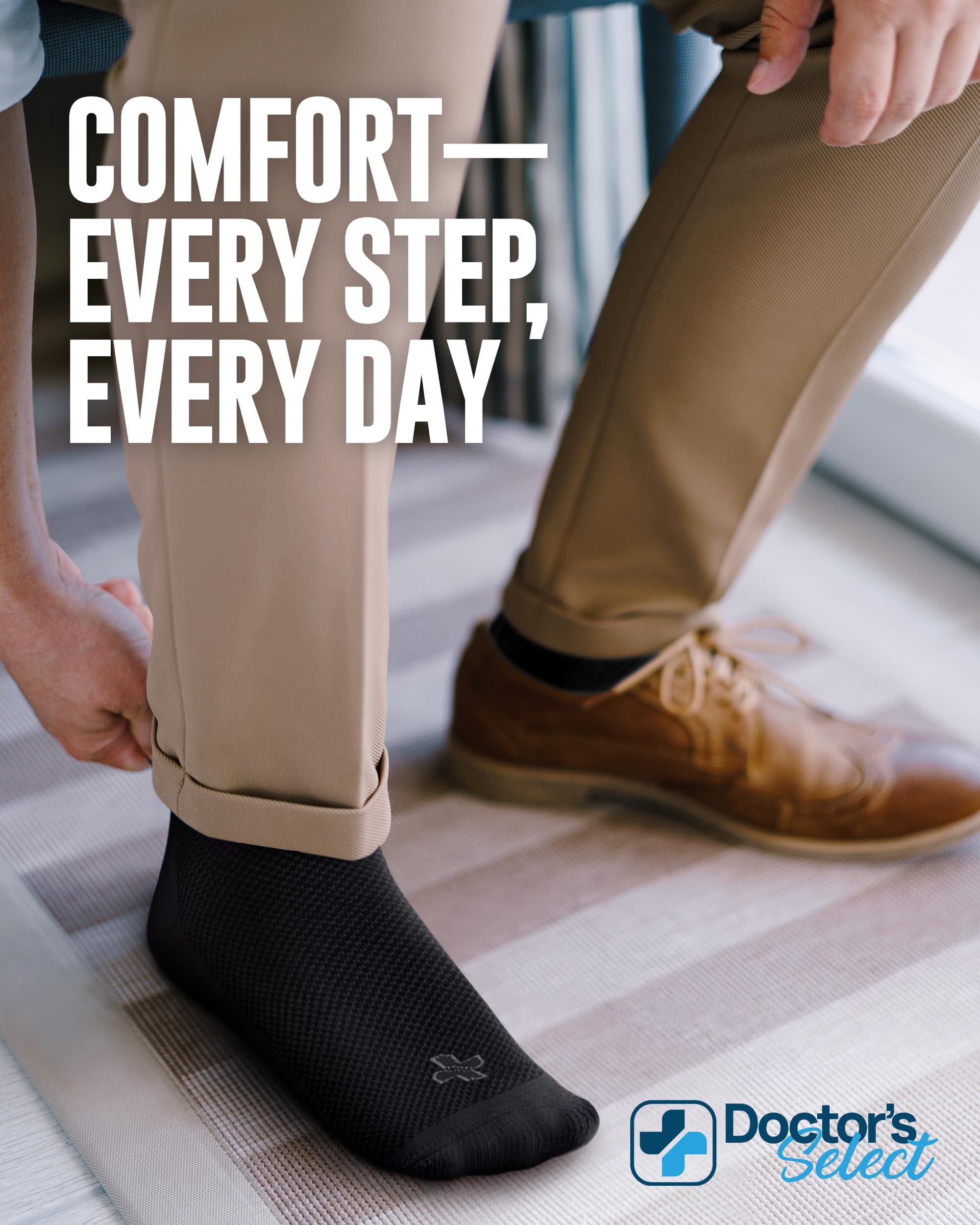 Doctor's Select Diabetic Socks for Men and Women - Non-Binding Neuropathy Socks for Diabetics Men | Non Grip & Grip Socks: Black - 4 Pairs (Grip) Medium