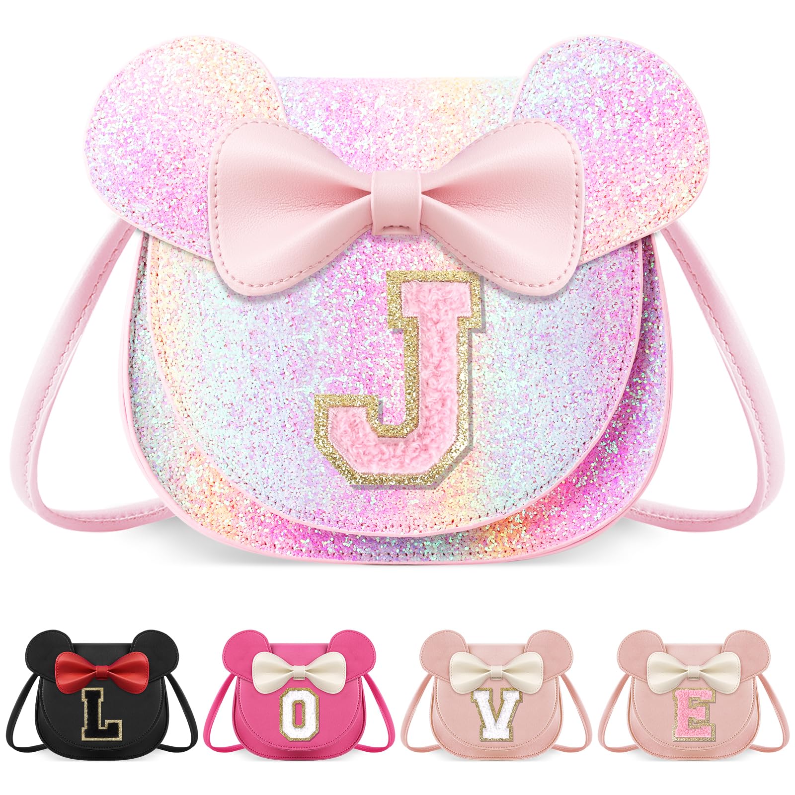 Little Girl Toddler Purse - Cute Mouse Ear Bow Crossbody Bag for 2-8 Year Olds - Birthday Gift
