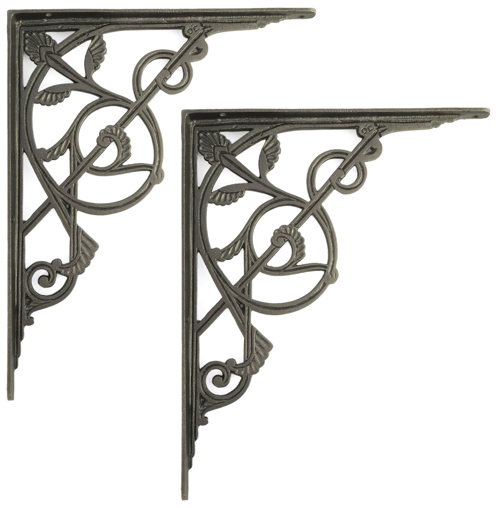 Pair 30cm 12" Large Iron Victorian Trellis Wall Shelf Antique Cistern