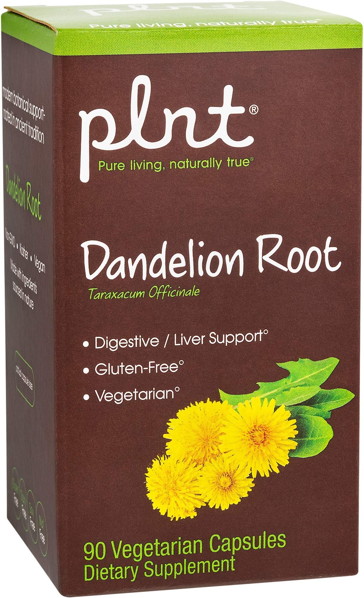 plnt Dandelion Root (Taraxacum officinale) - 450mg per Serving (90 Veggie Capsules)