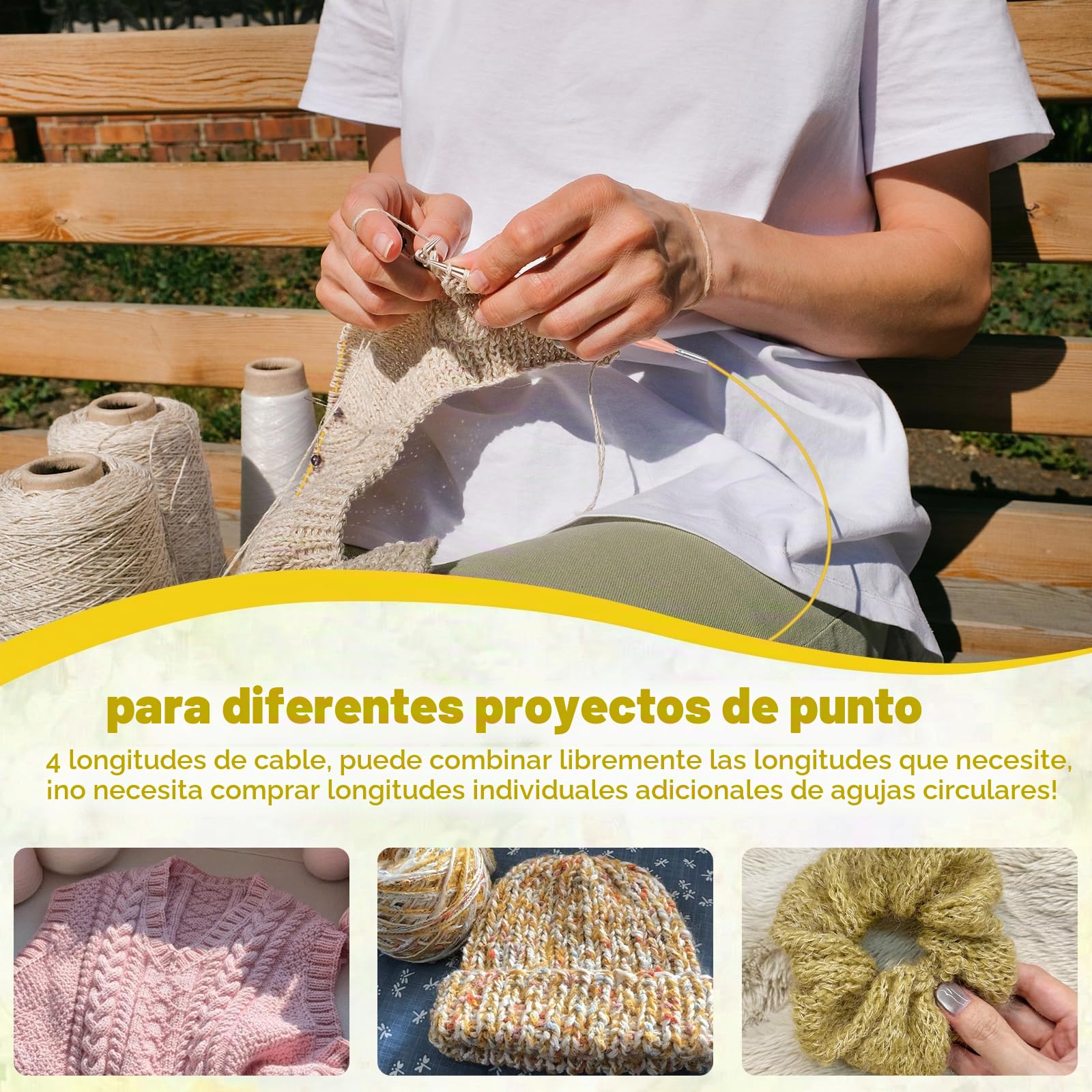 Coopay Juego de Agujas Circulares Intercambiable, 3,0-10,0 mm, Agujas de Tejer Intercambiables, Aguja Circulares con Bolsa de Almacenamiento, 13 pares de Aguja Circulare Intercambiables (Oro Rosa)