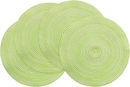 Miniatura 19 de Floroom Juego de 6 manteles individuales redondos trenzados de 15 pulgadas, lavables, resistentes al calor, de algodón, poliéster, para cocina, mesa