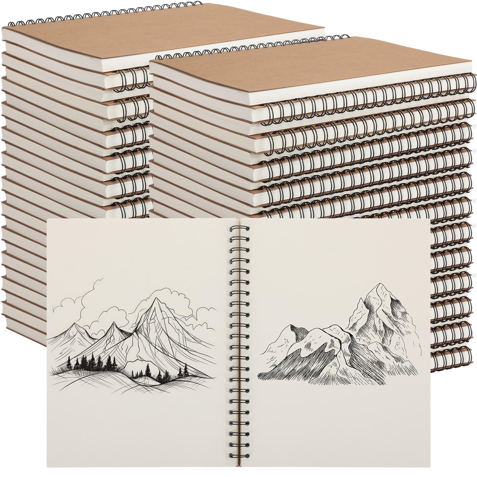 PerKoop 12 Pcs 8.5"x11" Spiral Sketch Pad A4 Large 100 Sheet Blank Notebook Sketch Pads 60 lbs (100 GSM) Back to School Gifts Sketching Drawing Pad