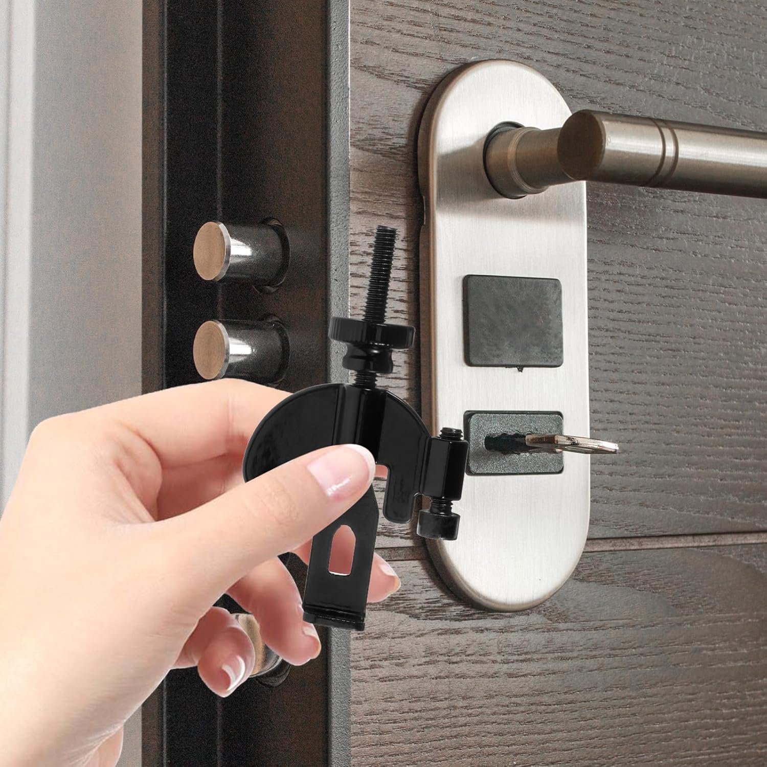 Lurrose Portable Door Lock Home Security Door Locker with Adjustable Length Metal Construction Easy to Install for Homes and Hotels Travel Safety