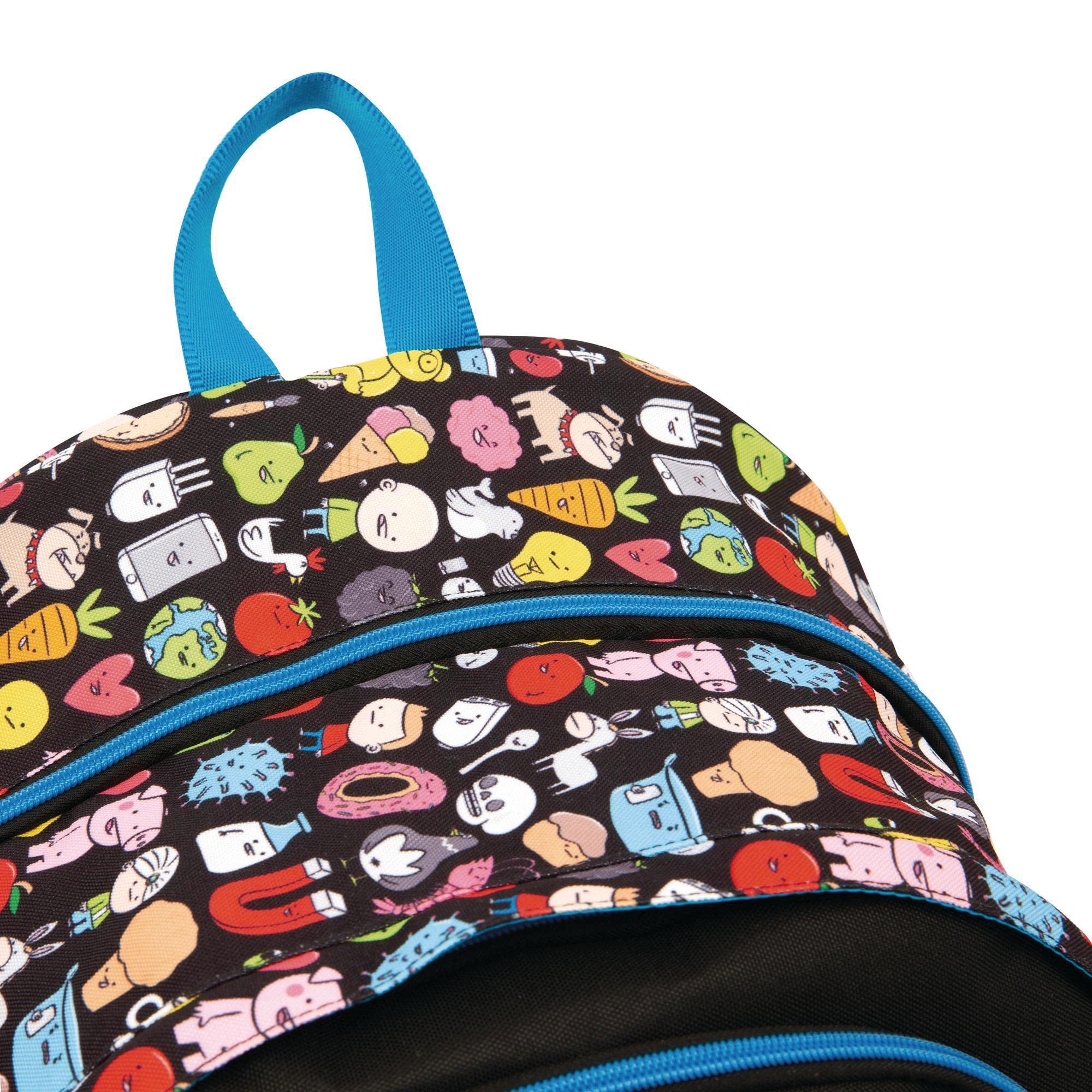 Giochi Preziosi - Zaino round Pera Toons, 3 vignette in tessuto intercambiabili, 3 Scomparti con cerniera, Schienale e Spallacci Imbottiti, per la scuola e al tempo libero, Dim. 31 l x 42 h x 20 p cm