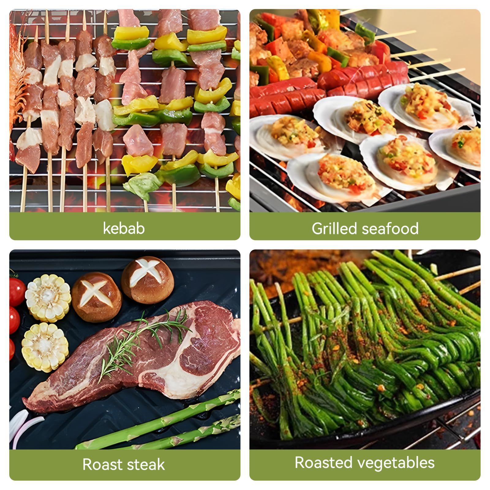 Barbecue au charbon de bois Petit Grill Pliable Double Surface de Cuisson BBQ Mini Grill en Valise avec Couvercle Grill de Table Portable pour Camping en Plein Air, Balcon et Pique-Nique