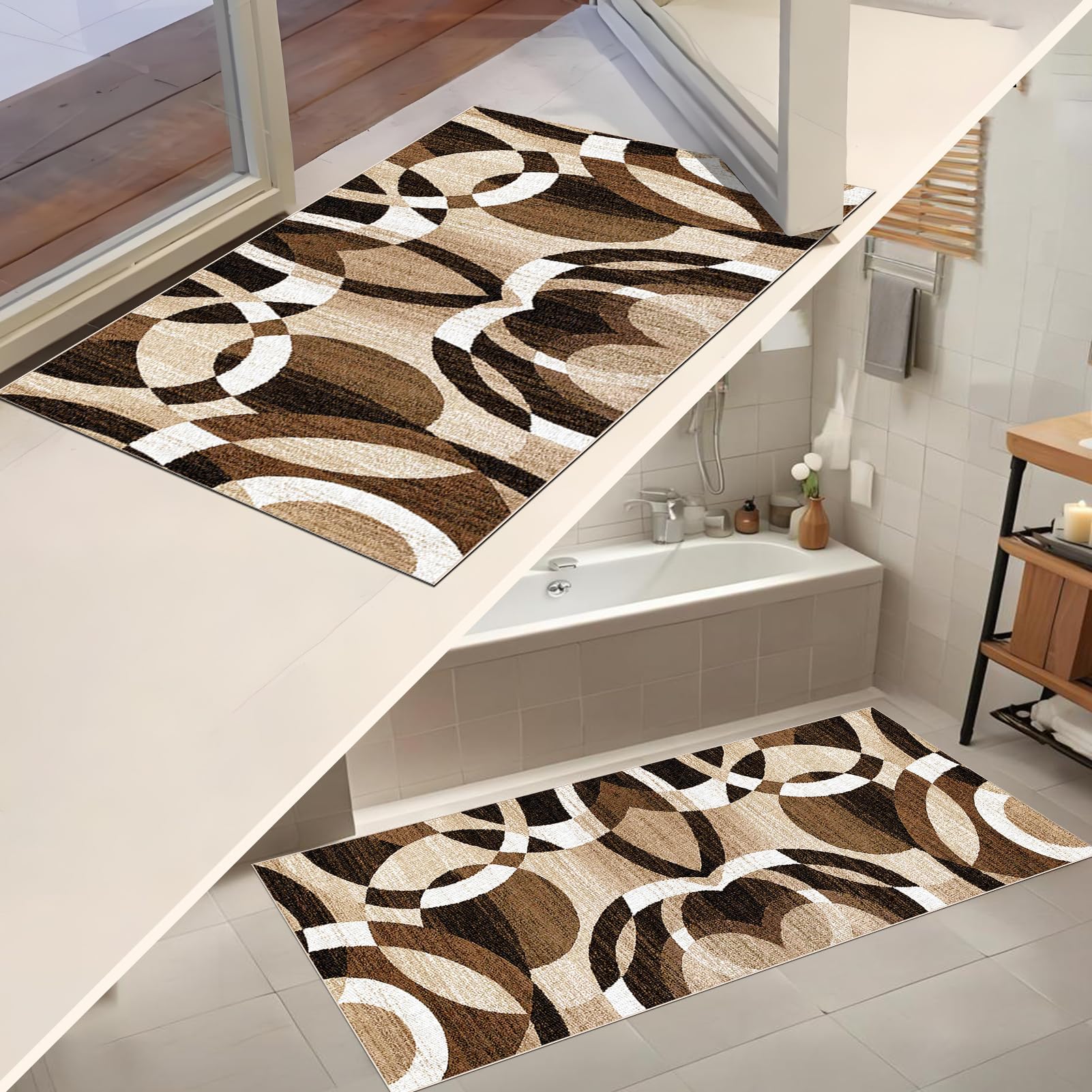 Läufer Lang Flur rutschfest Teppich Küche 120 x 450 cm Waschbar Kurzflor Küchenläufer Schlafzimmer Bettvorleger für Flur Waschküche Eingang Wohnzimmer schmutzfangmatte
