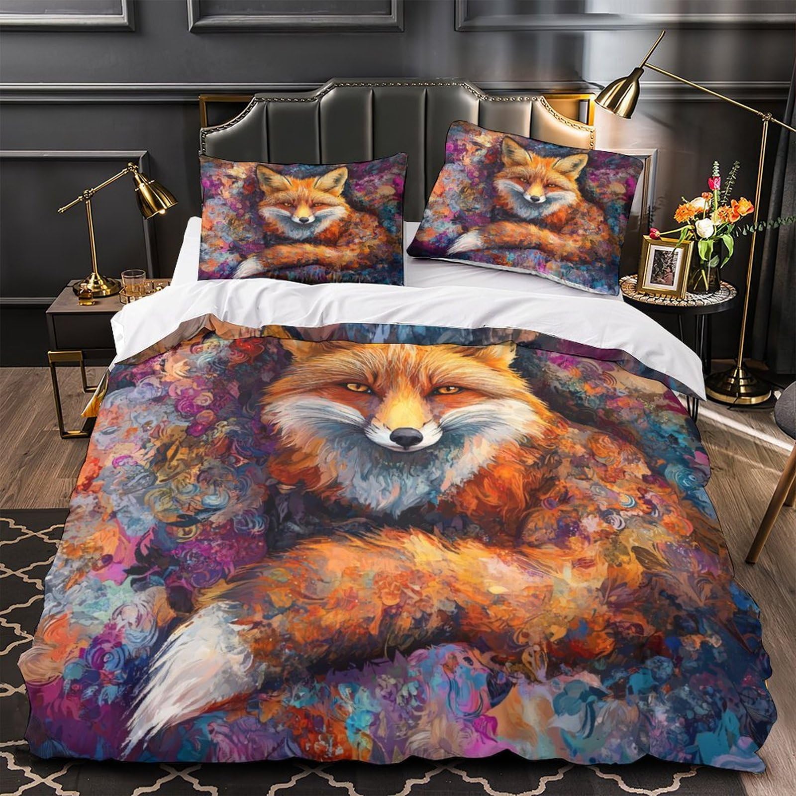 Housse de couette forêt 3D zippée en microfibre résistante pour en finir avec les parures rêches