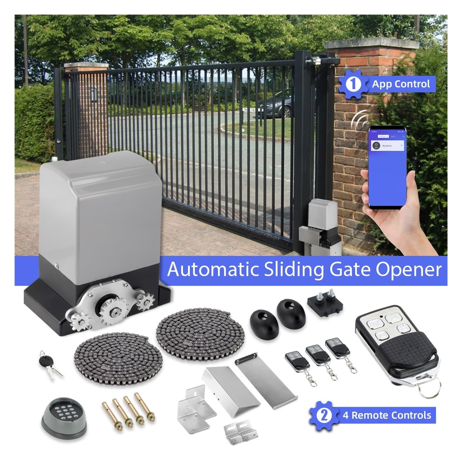 Kit Cancello Automatico, Kit apriporta scorrevole elettrico automatico Kit apriporta Motore AC Kit operatore porta Telecomando Controllo APP