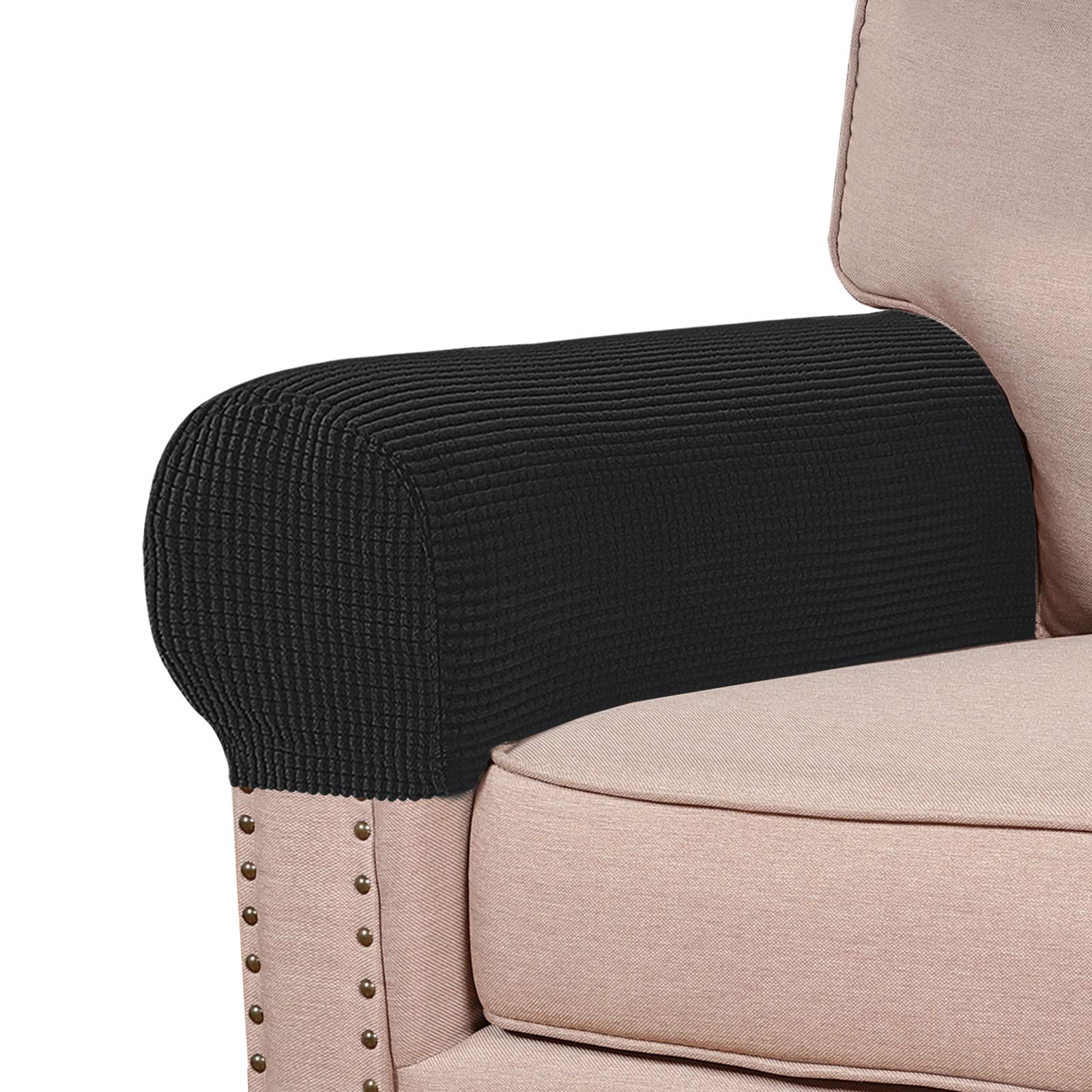 Turquoize Stretch Armrest Covers for Chairs and Sofas Couch Arm Covers for Sofa Spandex Jacquard Armrest Cover Anti-Slip Furniture Protector Washable