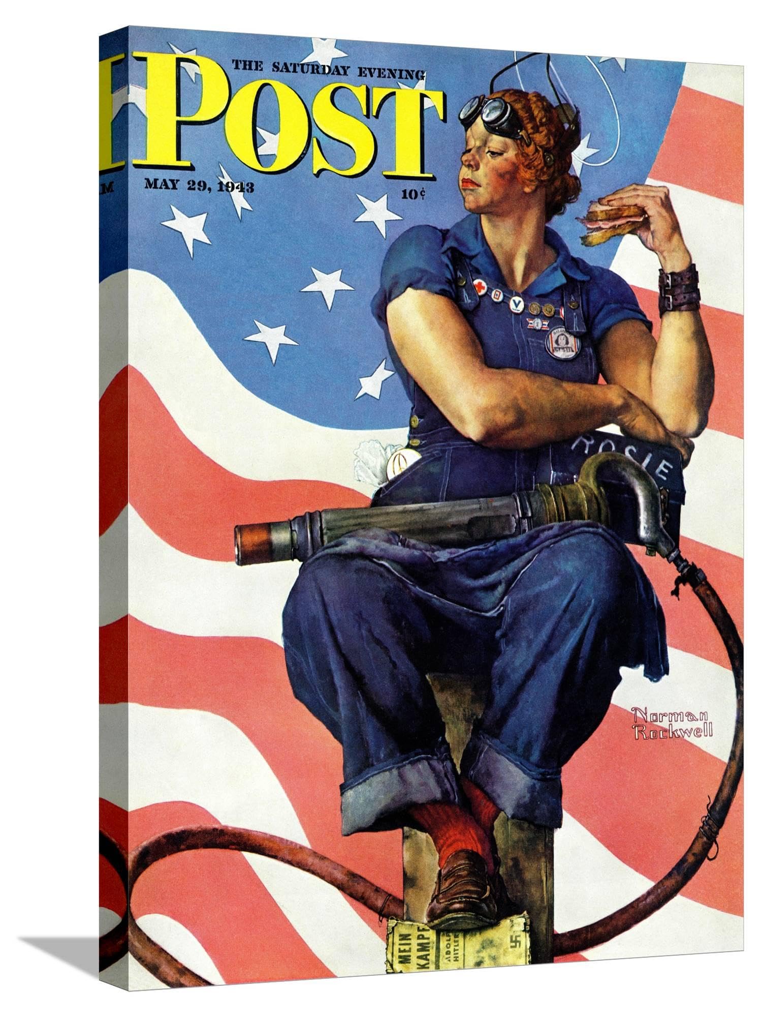 Saturday Evening Post 1943年ノーマン ロックウェル Amazon.com: AllPosters Stretched Canvas Print Rosie the Riveter