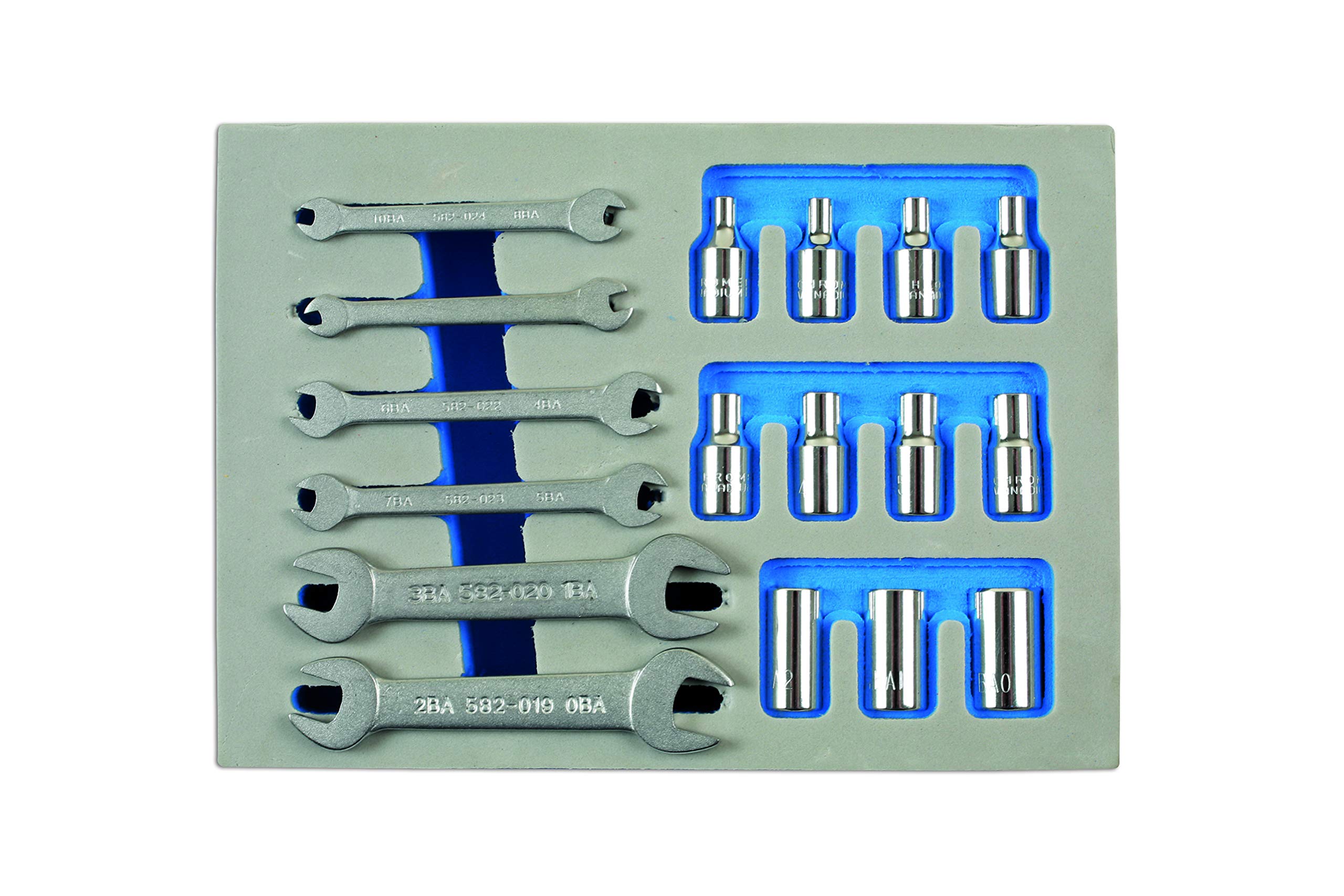 Laser 7132 BA Clé plate et jeu de douilles 17pièce, assortis