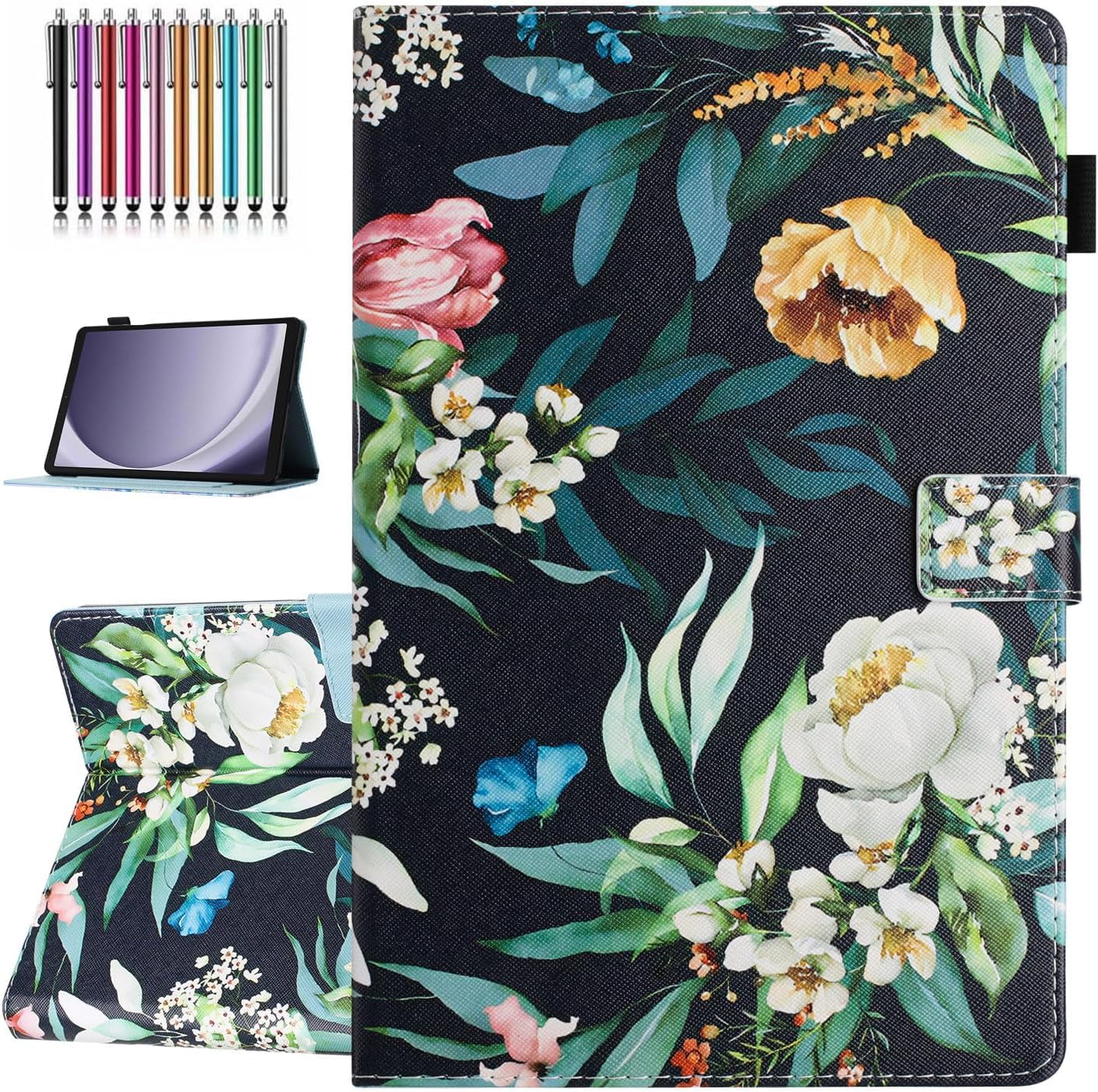 YUNHOTIC Case for Lenovo Tab M9 (9 inch 2023 Model) TB-310FU, Auto Wake/Sleep, Premium PU Leather Folding Stand Cover with Pen Holder & Multiple