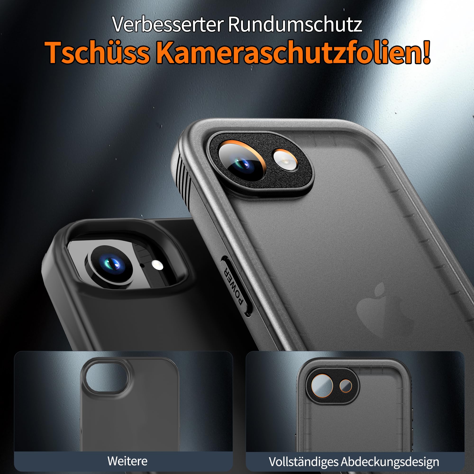 Cozycase TOP Militärschutz Hülle Für iPhone SE 2022 2020 8 7 wasserdichte 360 Panzerhülle Outdoor Vorne Hinten Case Soßfest Staubschutz Baustelle Waterproof Handyhülle Für iPhone SE, Schwarz