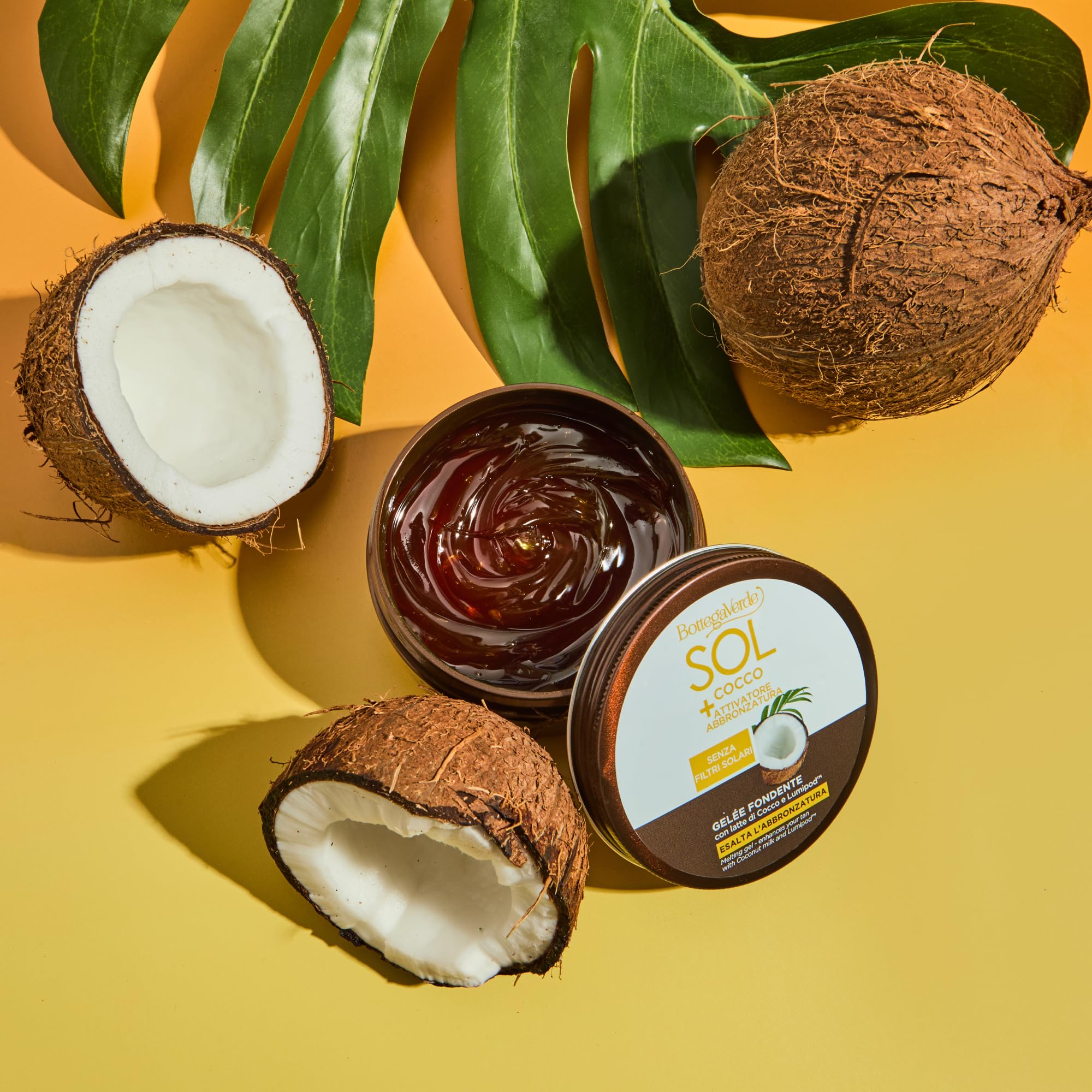 Bottega Verde - SOL Cocco, Gelée Corpo Attivatore Abbronzatura 150 ml, No Filtri Solari, con Latte di Cocco e Lumipod, Intensifica e Prolunga l’Abbronzatura, Texture Leggera, per Pelli Già Abbronzate