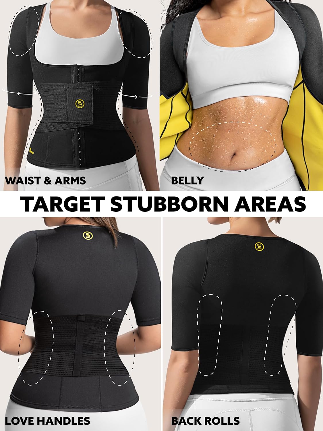 HOT SHAPERS Women’s Sleeved Body Sculpting Kit - Waist Cincher with Sleeves & Waist Trainer for Full-Body Contouring - Image 3