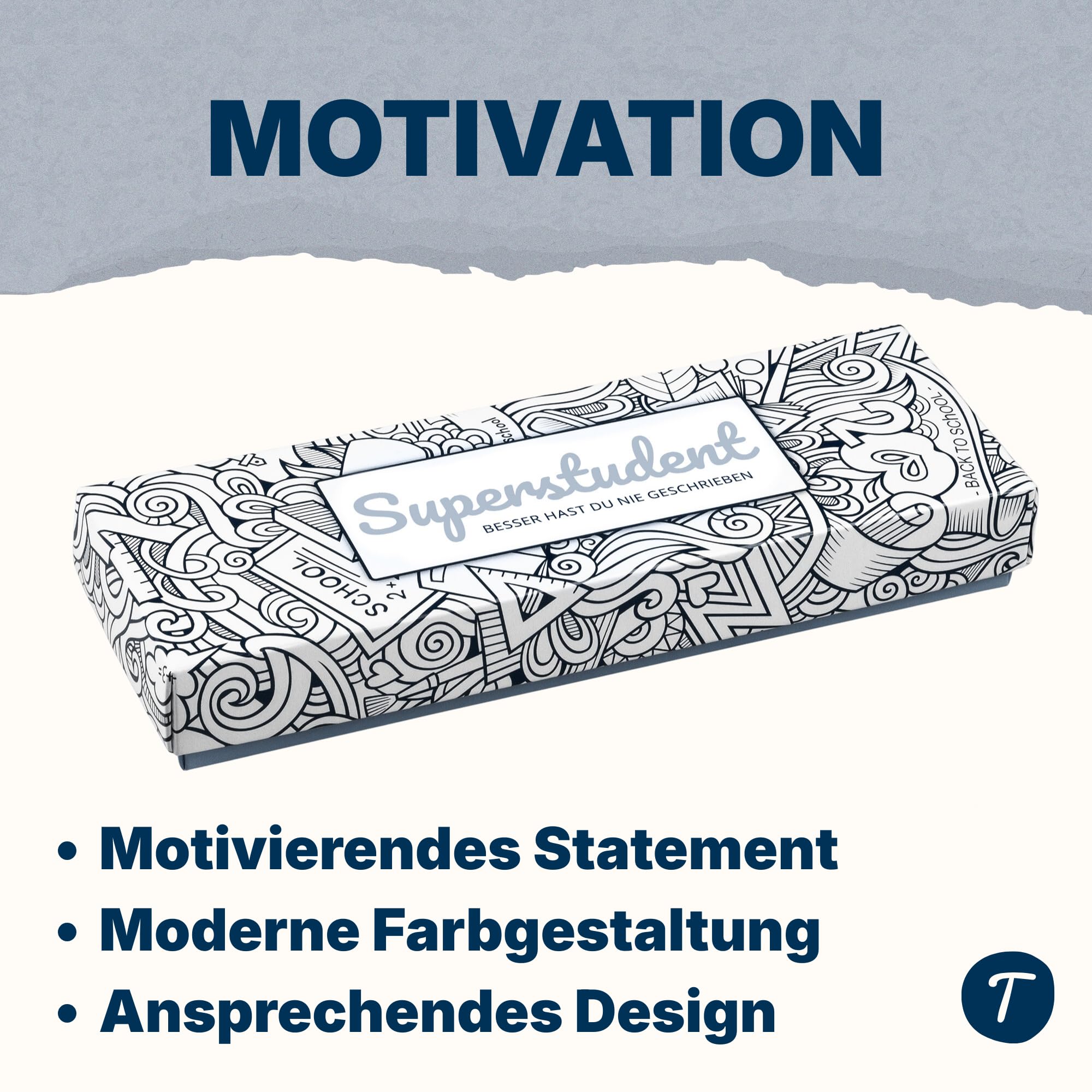 Teachly Tintenroller Superstudent (Anthrazit) - inkl. 7 blauen Patronen | Nachfüllbarer Tintenroller für Schule & Studium - Inkl. Geschenkverpackung