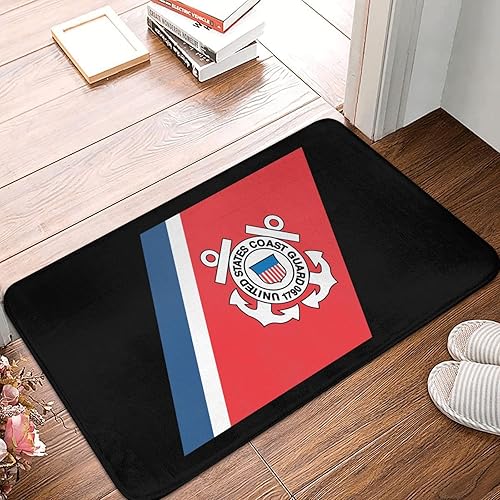 Felpudo de bienvenida divertido de la Guardia Costera de los Estados Unidos con la bandera de veteranos de 16 x 24 pulgadas, antideslizante, lavable