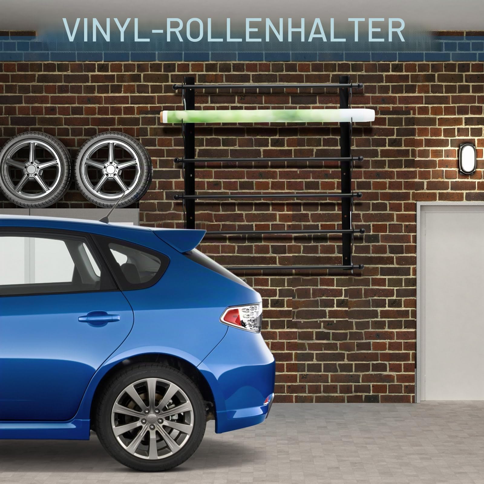 Verstellbarer Wandhalter aus Metall, für 6 Vinylrollen, für Autoverkleidung, Transferpapier, Klebeband, Tapeten, Fensterfolie, Garage, Werkstatt – Nur Halterung