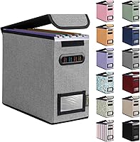Vista 32 de Caja organizadora de archivos BALEINE con tapa, organizador de carpetas de archivos plegable con deslizador de plástico, caja de carpetas