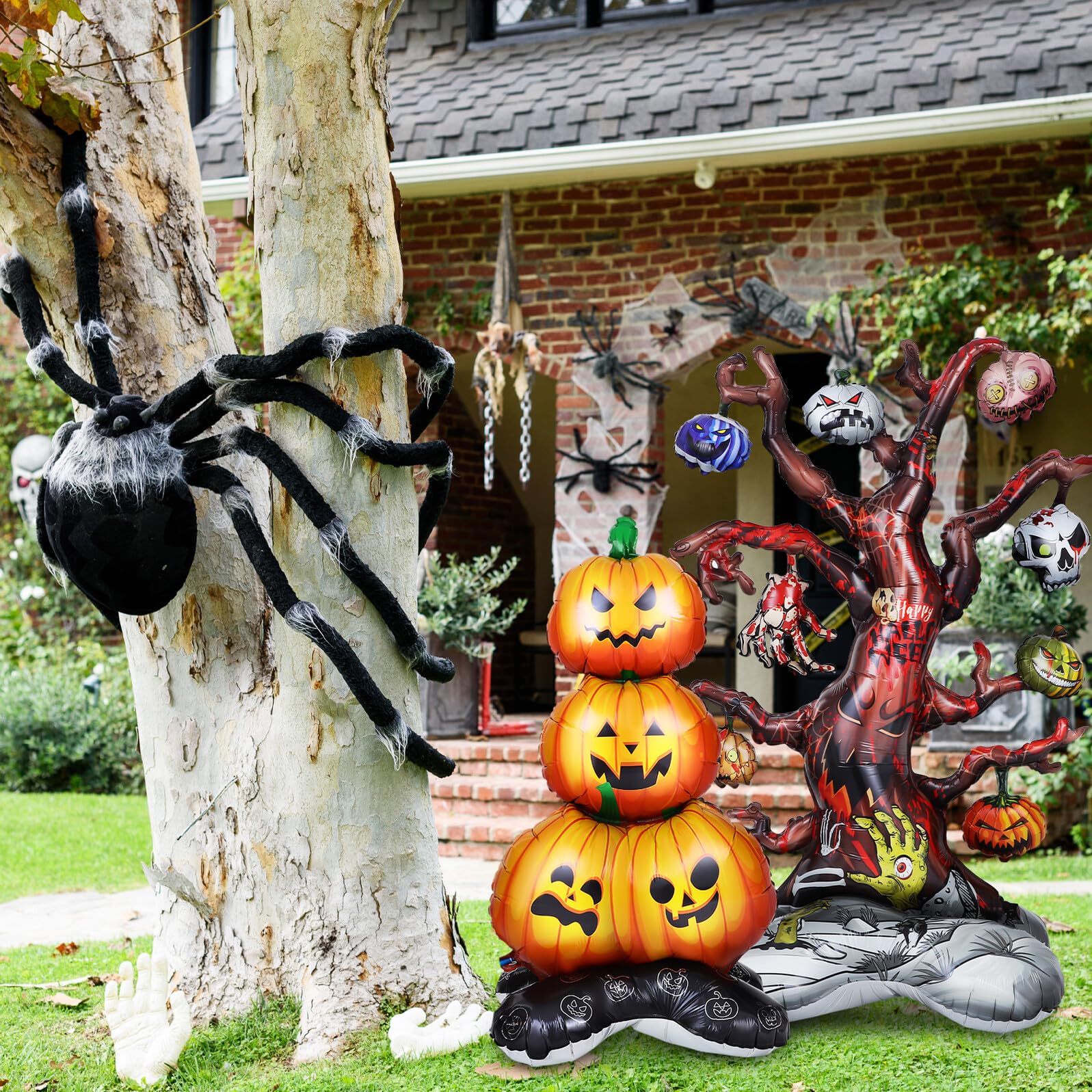 Décoration Gonflable D'halloween Ballon en Aluminium Facile à Installer, Effet Visuel Unique pour Fête D'halloween Extérieur en 1 Set
