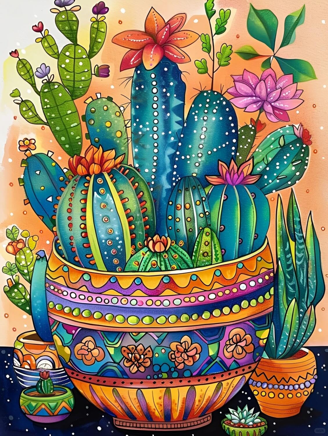 Rqwybcaxn Seed Bead Embroidery Kits Cactus Flowers 40x50cm