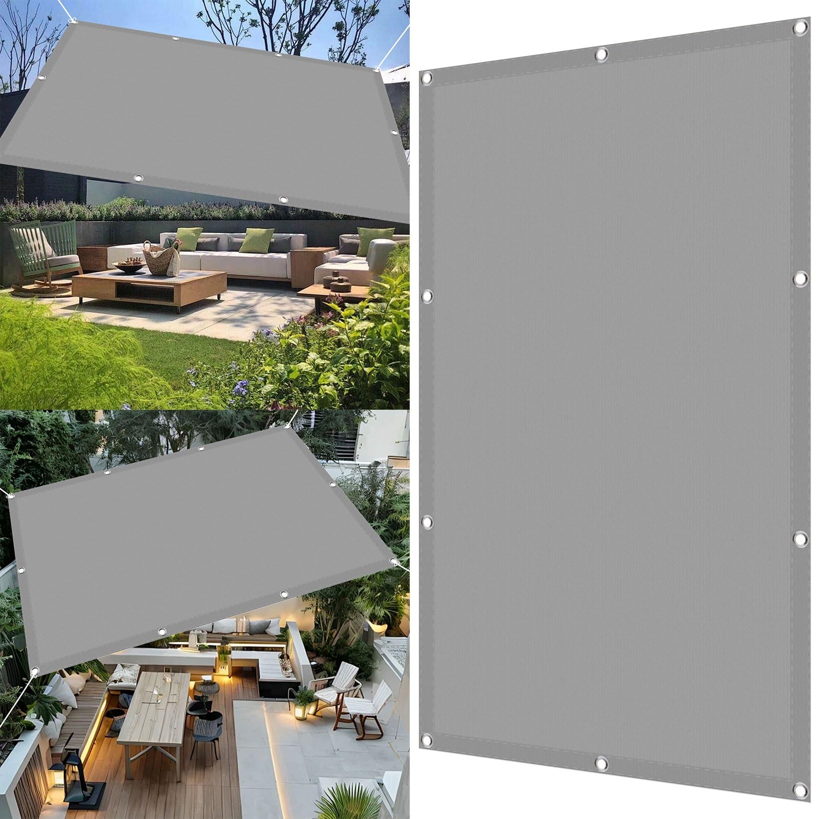 Voile d'ombrage carré 120x240 cm gris clair pour pergola et plantes