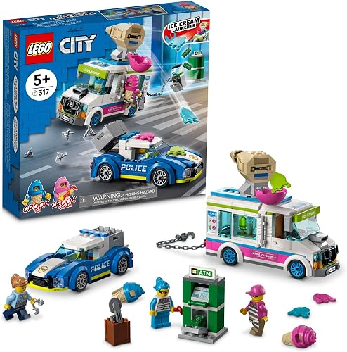 LEGO 60314 City Ice Truck - pościg zabawki, zabawka samochodowa z policją, w zestawie 3 minifigurki, dla chłopców i dziewcząt od 5 lat