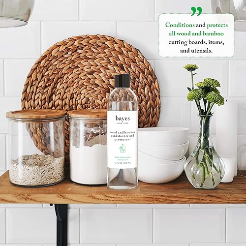 Miniatura 3 de Bayes Aceite mineral aceite mineral de grado alimenticio de 12 onzas para tabla de cortar aceite de madera acondicionador y protector de aceite