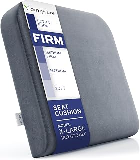 COMFYSURE Extra Large Firm Memory Foam Seat Cushion 19x17x3" - Orthopedic Support for Recliners, Wheelchairs, Office Chairs, Bariatric Users