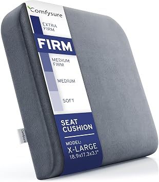 ComfySure Seat Cushion Extra Large - Firm Memory Foam Chair Pad for Recliner, Wheelchair, Office Chair, Stadium, Bleacher, Car, Floor, Patio Furniture, Bariatric Overweight Users 19x17x3