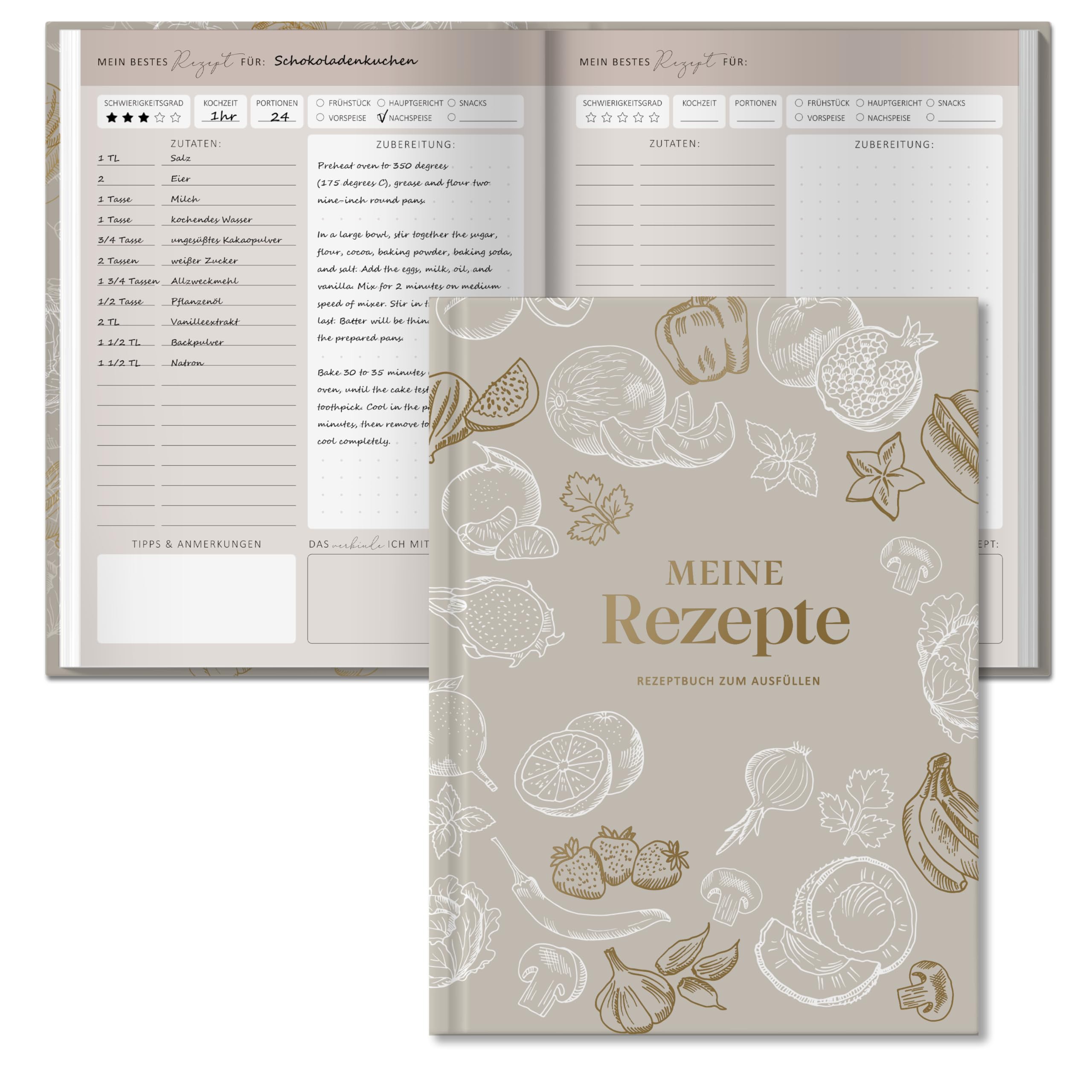 BIROYAL Rezeptbuch Zum Selberschreiben A4 - Beige