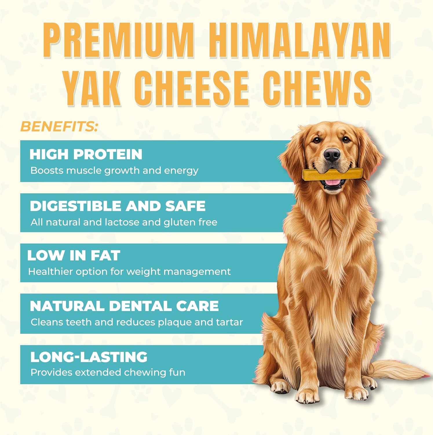 Himalayan Yak Cheese Dog Chews for Small Dogs (15–25 lbs) – Extra Thick & Dense Long-Lasting Hard Chew for Aggressive Chewers – Natural, Protein-Rich & Odor-Free – 24 Small Bars (1.2 oz Each)