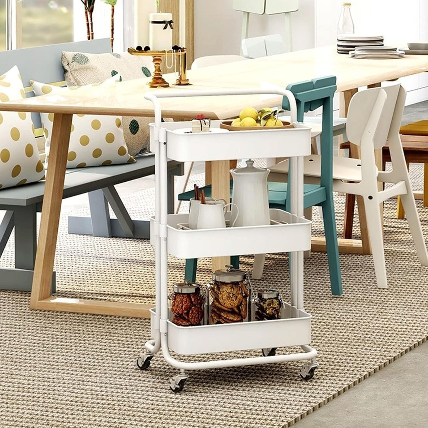 Carrito de Bar Carros de Servicio Carrito de Bar, Estante para salón, baño, Oficina, Carrito de Bebidas de 3 Niveles para cocinas, restaurantes, Salas de Estar, hoteles, Bares, Banquetes wyqdp24930(